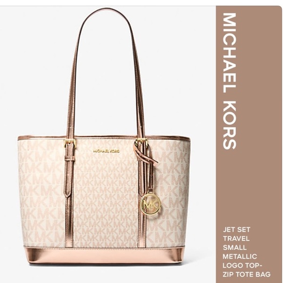 Michael Kors Cream and Gold Signature Tote - Picture 1 of 13